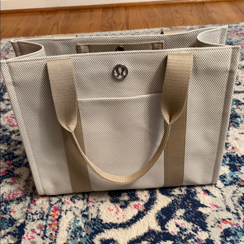 Lululemon Athletica Gray and Tan Tote Bag
